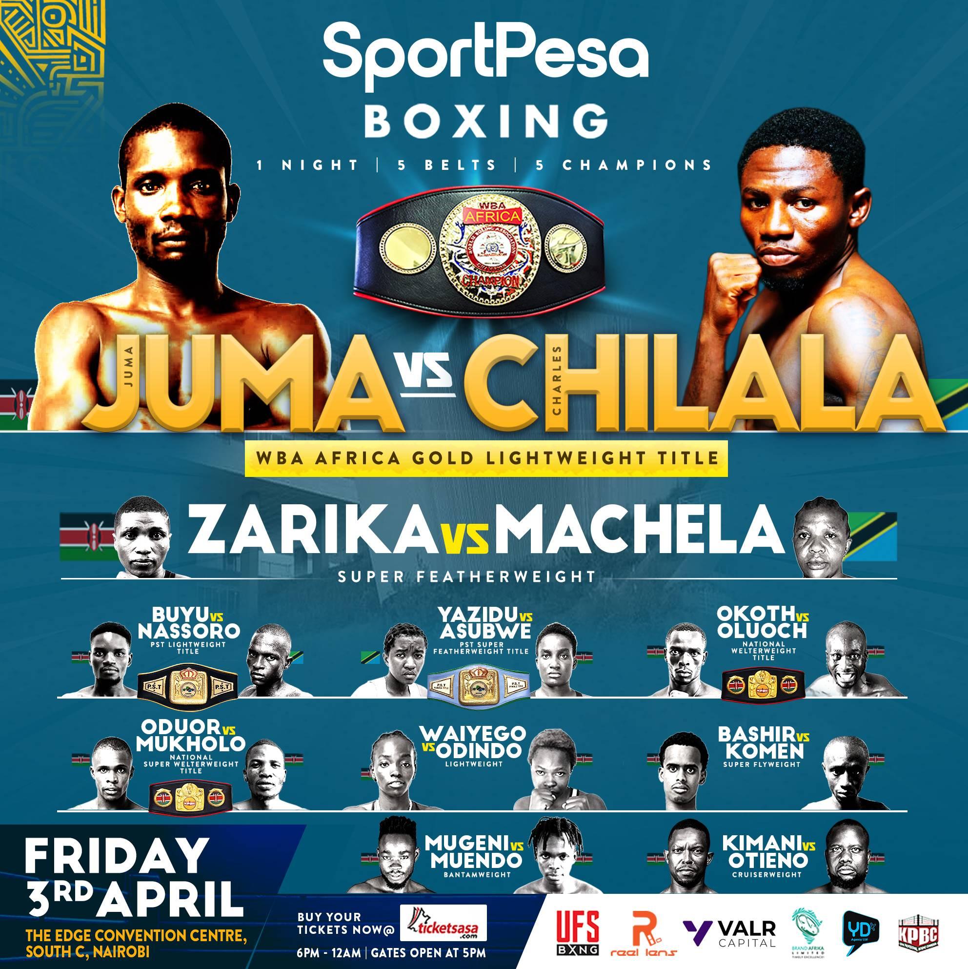 SportPesa Boxing WBA Africa Gold Title Juma vs Chilala