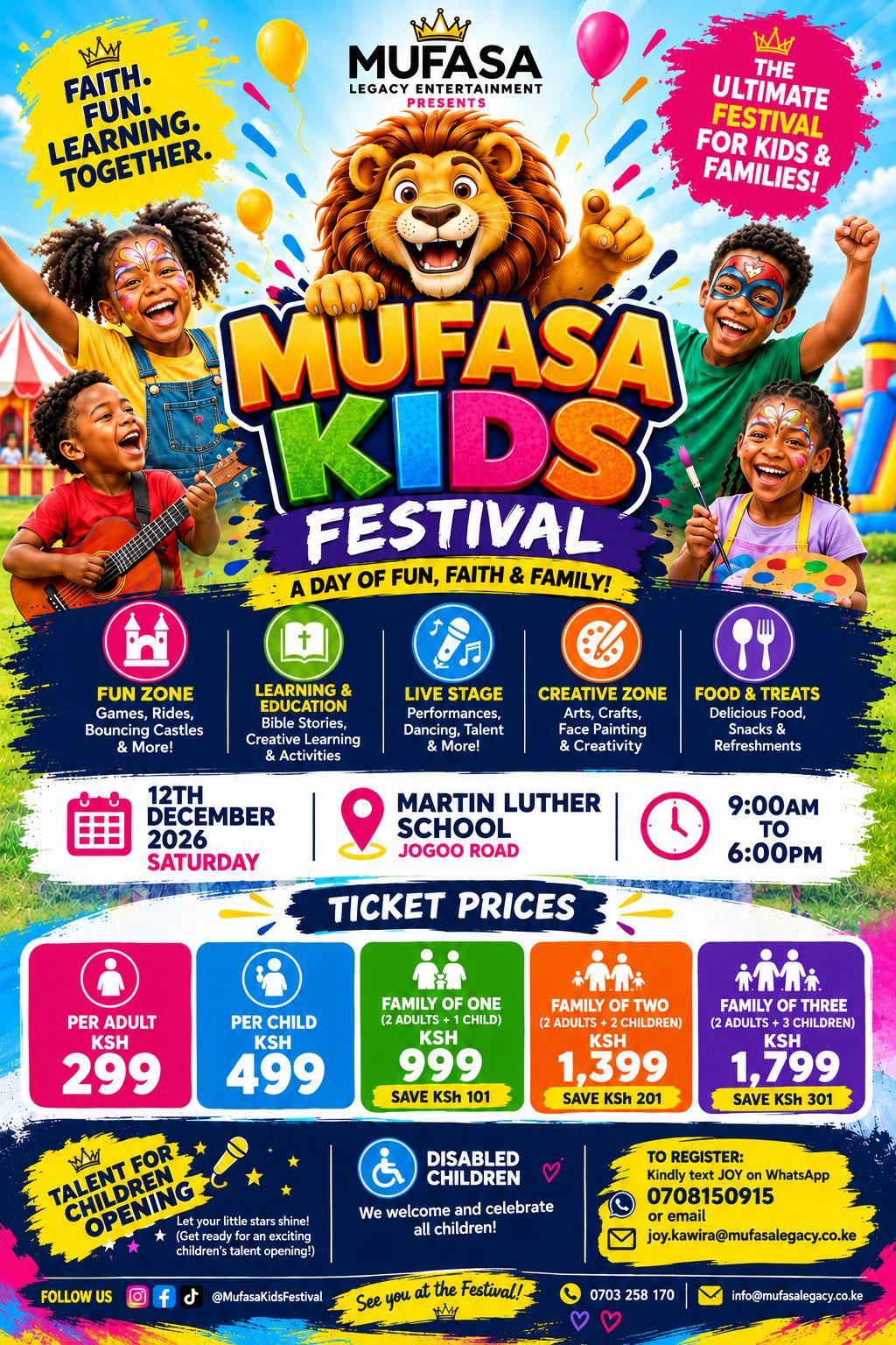 MUFASA KIDS FESTIVAL EVENT DESCRIPTION